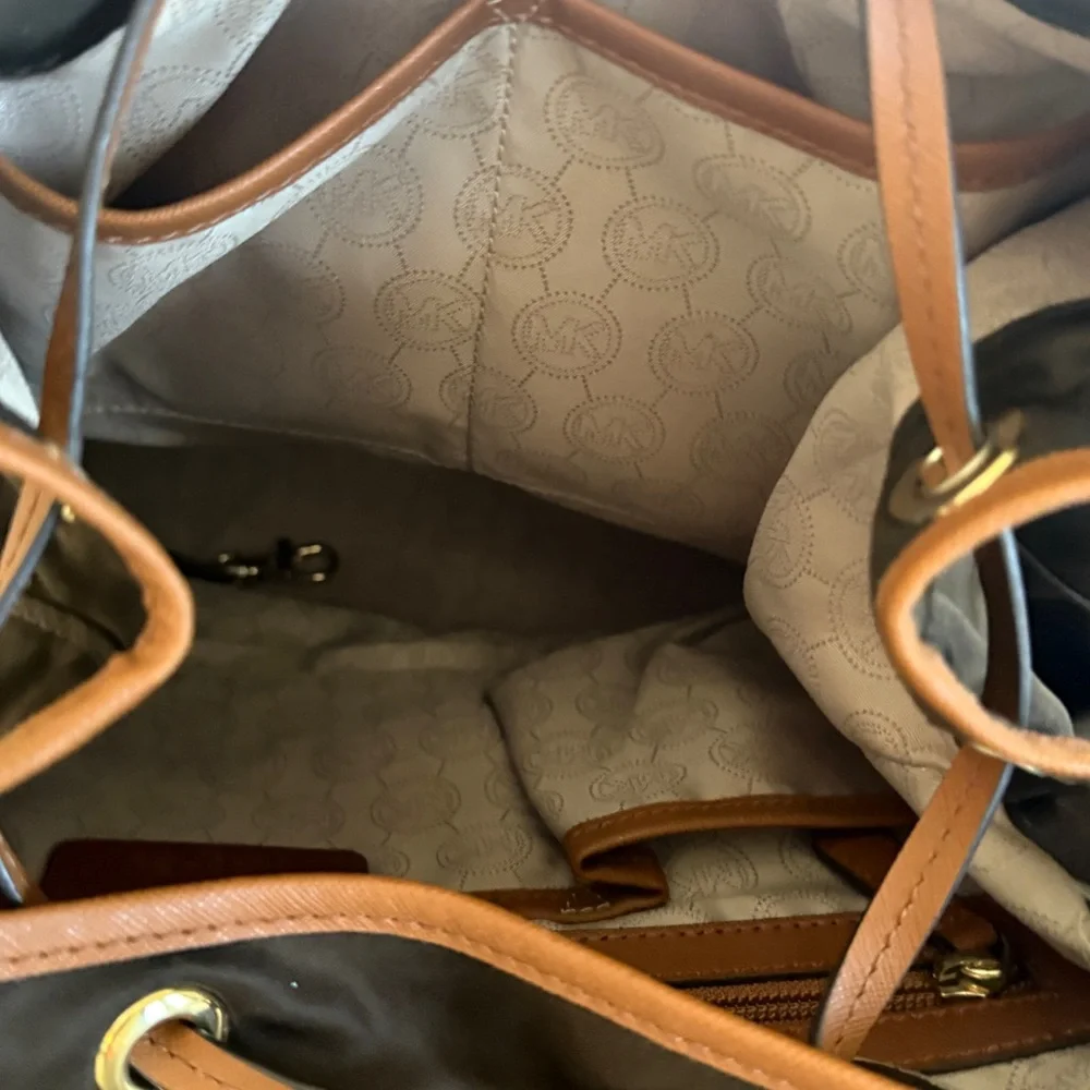 Michael Kors Dark Brown‎ Backpack with Tan Trim